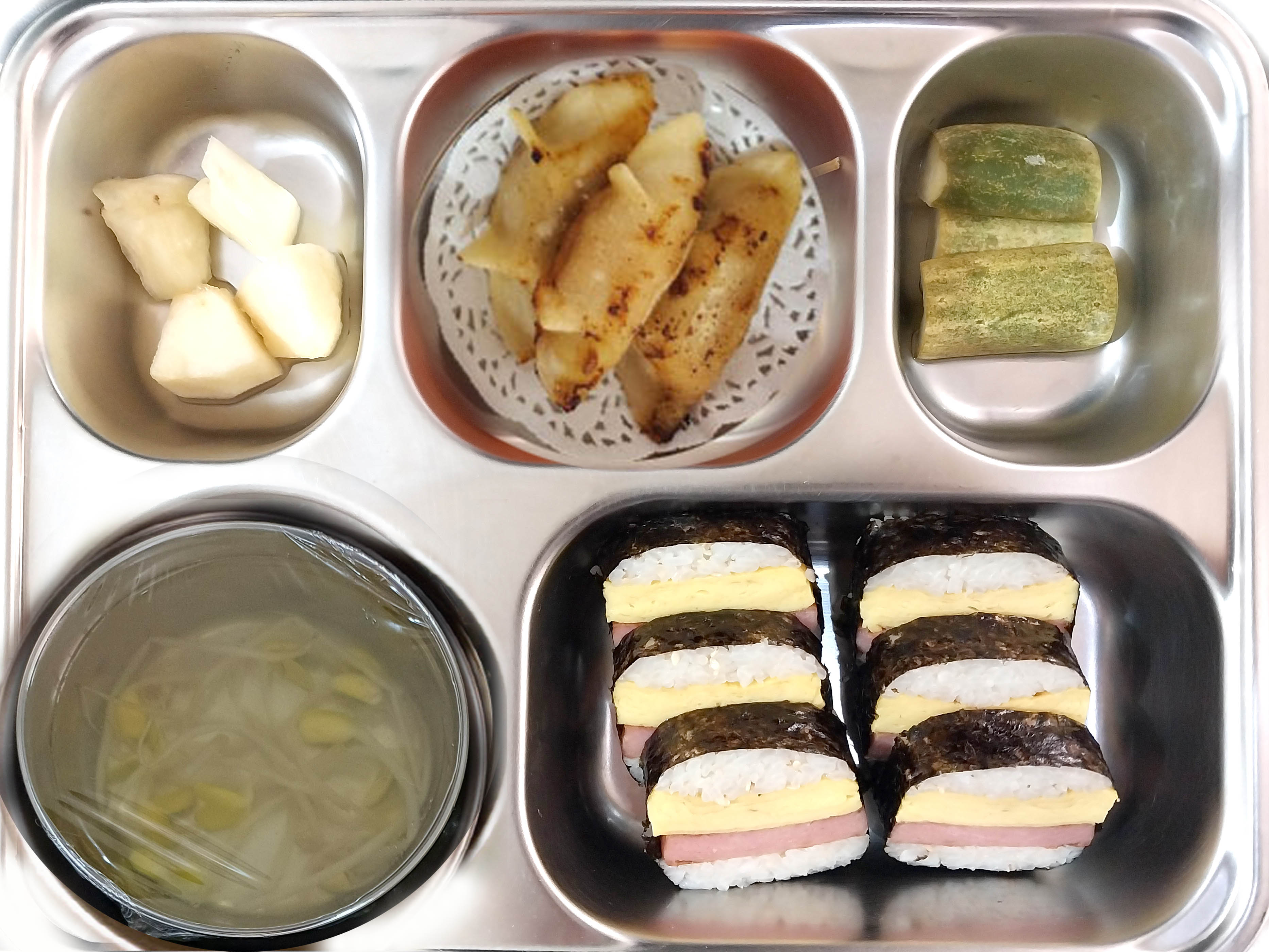 하와이안 무스비&고기만두